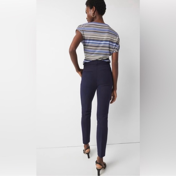 White House Black Market Navy Comfort Stretch Slim Trousers Size 14 Tall NWOT - Picture 8 of 9